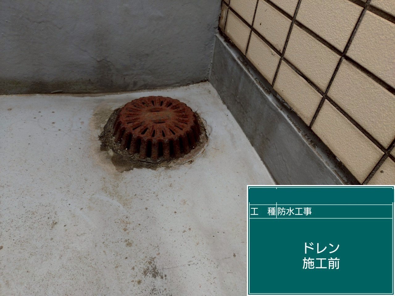 錆びた排水口のふたとまわりの汚れ